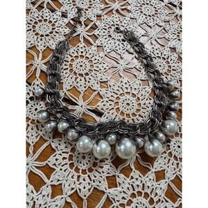 Vintage Statement Necklace Chunky Chain Faux Pearl‎